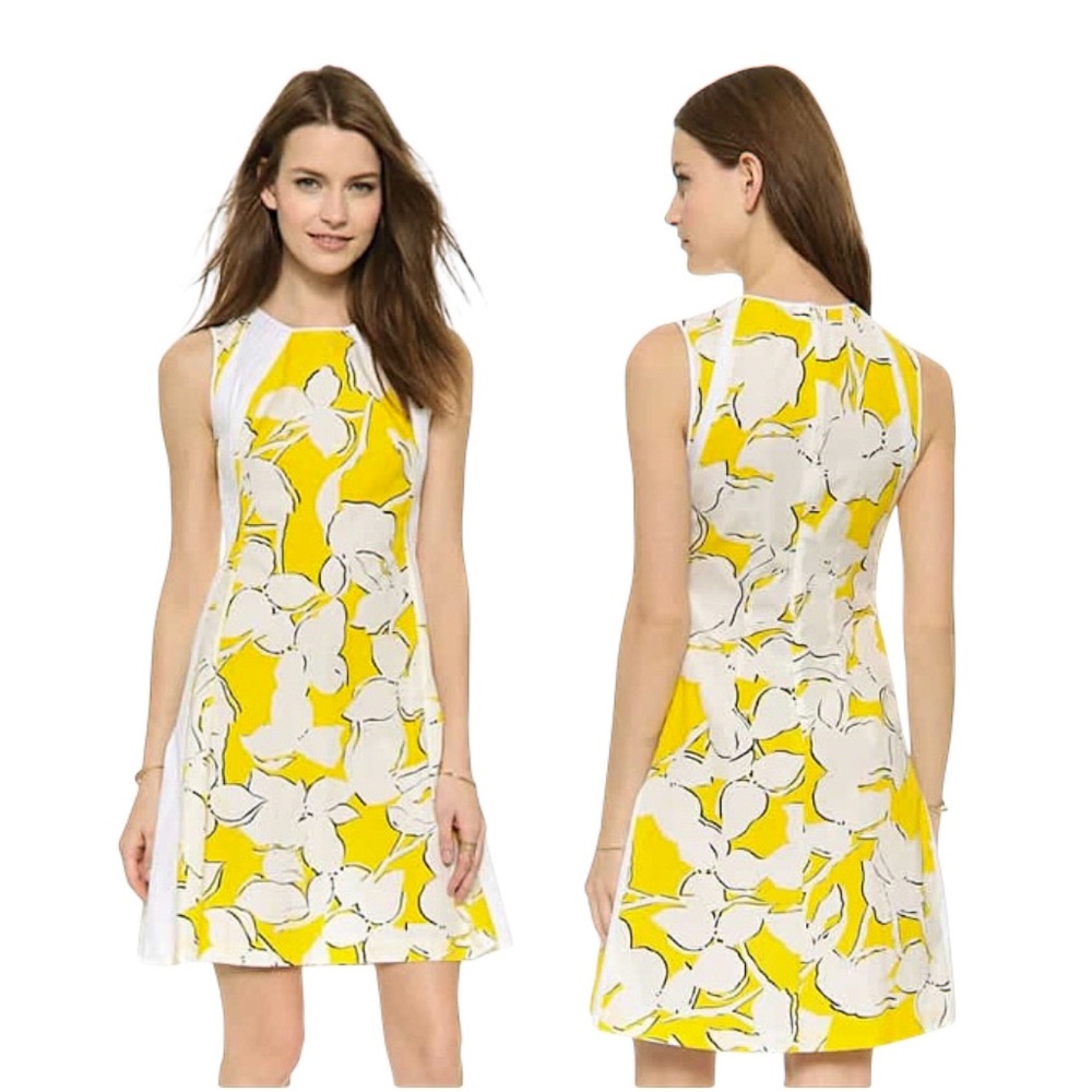 NWOT Diane Von Furstenberg Samantha Butter Yellow Floral Dress Sz. 10 US
